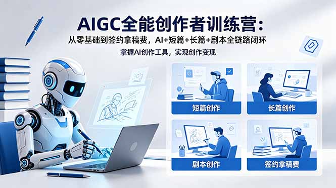 AIGC全能创作者训练营：从零基础到签约拿稿费，AI+短篇+长篇+剧本全链路闭环-优优云创网