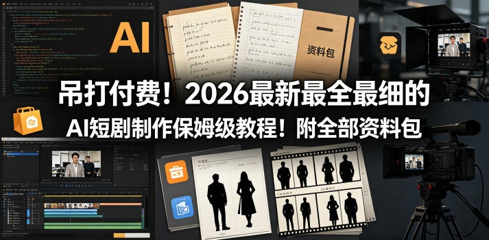 吊打付费！2026最新最全最细的AI短剧制作保姆级教程！附全部资料包-优优云创网