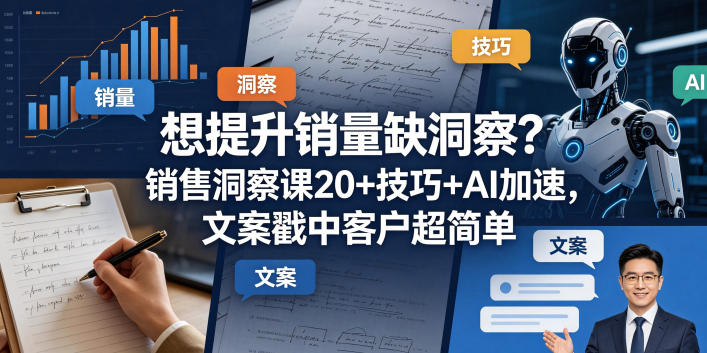 想提升销量缺洞察？销售洞察课20+技巧+AI加速，文案戳中客户超简单【原创双语字幕】-优优云创网