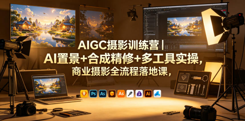 AIGC摄影训练营|AI置景+合成精修+多工具实操,商业摄影全流程落地课-优优云创网