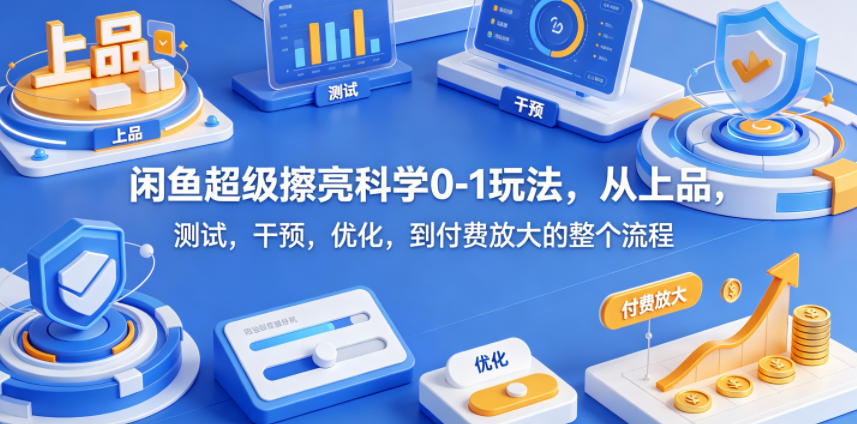 闲鱼超级擦亮科学0-1玩法，从上品，测试，干预，优化，到付费放大的整个流程-优优云创网