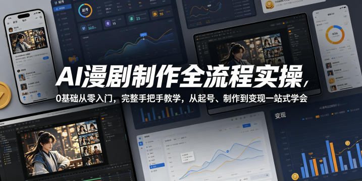 AI漫剧制作全流程实操，0基础从零入门，完整手把手教学，从起号、制作到变现一站式学会-优优云创网