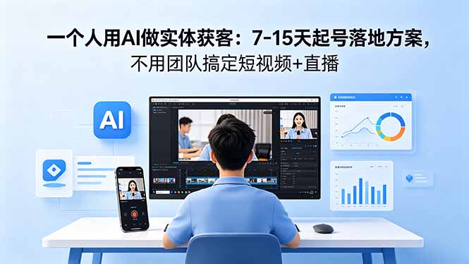 一个人用AI做实体获客：7-15天起号落地方案，不用团队搞定短视频+直播-优优云创网