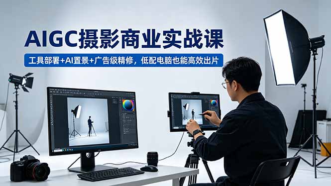 AIGC 摄影商业实战课，工具部署+AI置景+广告级精修，低配电脑也能高效出片-优优云创网
