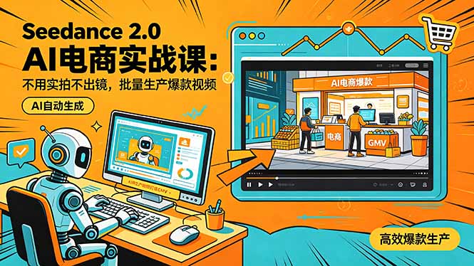 Seedance 2.0 AI电商实战课：不用实拍不出镜，批量生产爆款视频打爆GMV-优优云创网