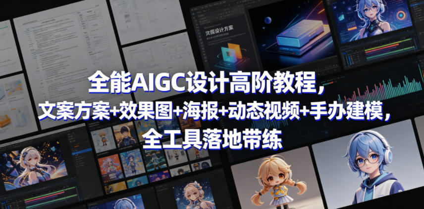 全能AIGC设计高阶教程，文案方案+效果图+海报+动态视频+手办建模，全工具落地带练-优优云创网