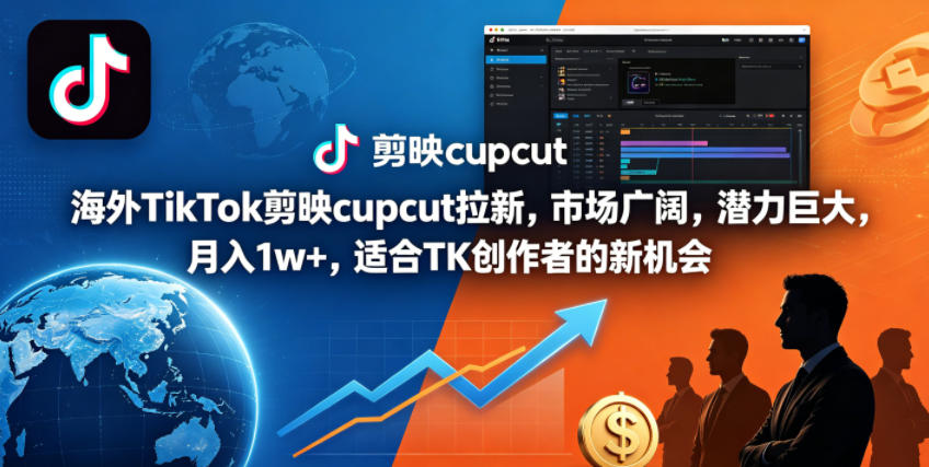 海外TikTok剪映cupcut拉新，市场广阔，潜力巨大，月入1w+，适合TK创作者的新机会-优优云创网
