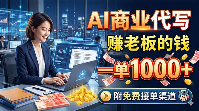 AI商业代写，赚老板的钱，一单1000+，附免费接单渠道-优优云创网