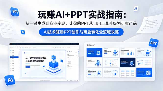 玩赚AI+PPT实战指南-更新5月13：从一键生成到商业变现，让你的PPT从自用工具升级为可卖产品-优优云创网