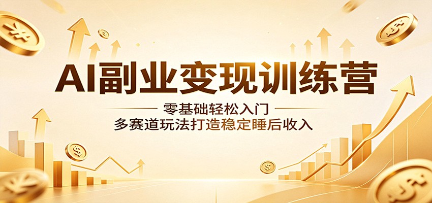 AI副业变现训练营：零基础轻松入门，多赛道玩法打造稳定睡后收入-优优云创网