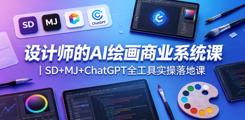 设计师的AI绘画商业系统课｜SD+MJ+ChatGPT全工具实操落地课-优优云创网