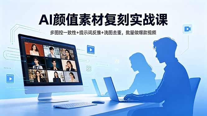AI颜值素材复刻实战课，多图控一致性+提示词反推+洗图去重，批量做爆款视频-优优云创网