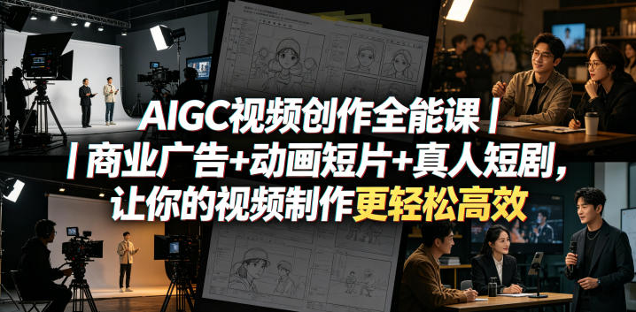 AIGC视频创作全能课｜商业广告+动画短片+真人短剧，让你的视频制作更轻松高效-优优云创网