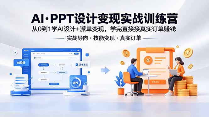 AI·PPT设计变现实战训练营，从0到1学AI设计+派单变现，学完直接接真实订单赚钱-优优云创网