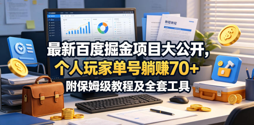 最新百度掘金项目大公开，个人玩家单号躺賺70+，附保姆级教程及全套工具【揭秘】-优优云创网
