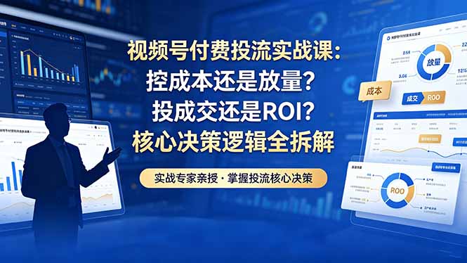 视频号付费投流实战课-5月:控成本还是放量?投成交还是ROI?核心决策逻辑全拆解-优优云创网