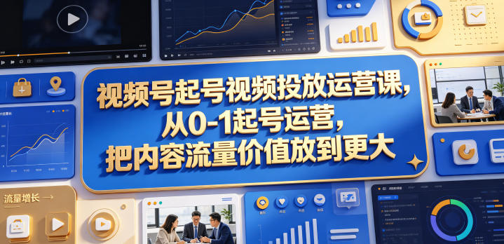 视频号起号视频投放运营课,从0-1起号运营,把内容流量价值放到更大-优优云创网