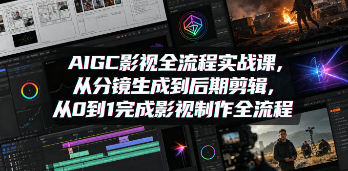 AIGC影视全流程实战课，从分镜生成到后期剪辑，从0到1完成影视制作全流程-优优云创网