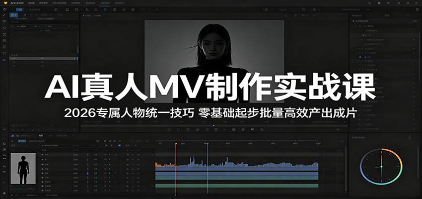AI真人MV制作实战课：2026专属人物统一技巧，零基础起步批量高效产出成片-优优云创网