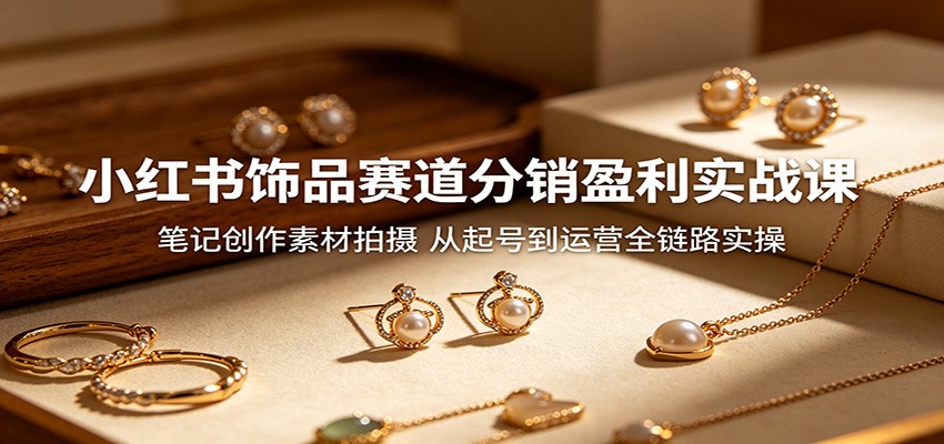 小红书饰品赛道分销盈利实战课：笔记创作素材拍摄，从起号到运营全链路实操-优优云创网