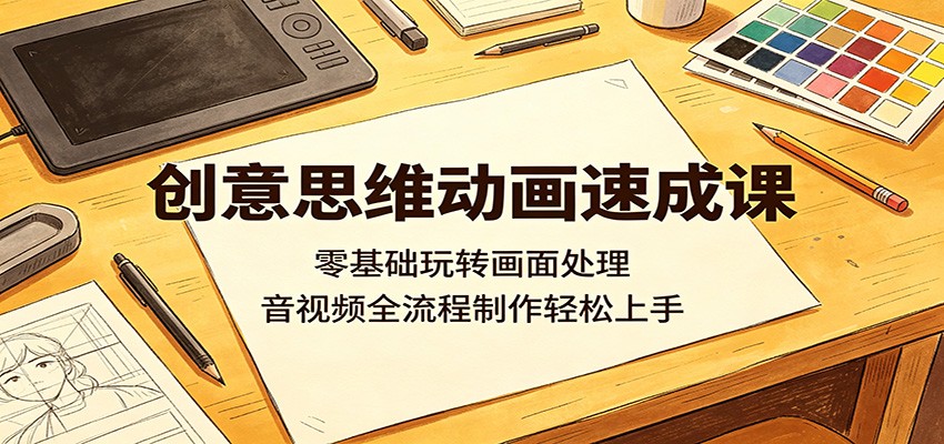 创意思维动画速成课：零基础玩转画面处理，音视频全流程制作轻松上手-优优云创网