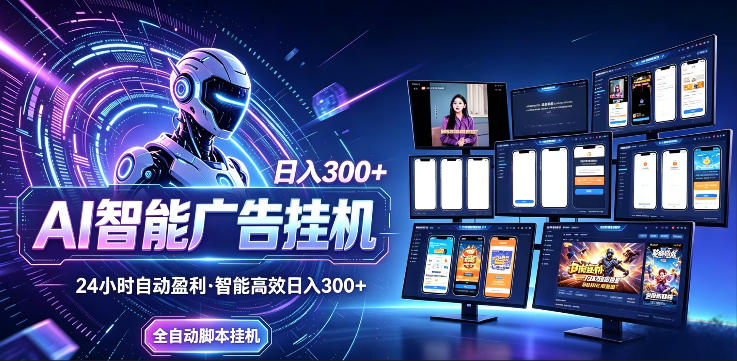AI智能广告挂G项目,无需人工,单机稳定日入200+,可矩阵放大,24小时不间断刷广告賺收益【揭秘】-优优云创网