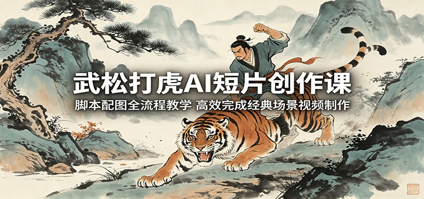 武松打虎AI短片创作课:脚本配图全流程教学,高效完成经典场景视频制作-优优云创网