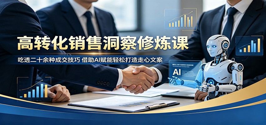高转化销售洞察修炼课：吃透二十余种成交技巧，借助AI赋能轻松打造走心文案-优优云创网