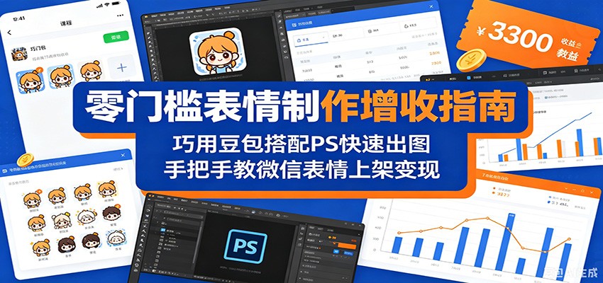 零门槛表情制作增收指南：巧用豆包搭配 PS 快速出图，手把手教微信表情上架变现-优优云创网