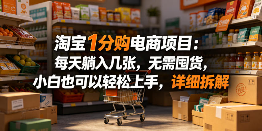淘宝1分购电商项目：每天躺入几张，无需囤货，小白也可以轻松上手，详细拆解-优优云创网
