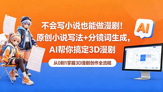 不会写小说也能做漫剧!原创小说写法+分镜词生成,AI帮你搞定3D漫剧-优优云创网