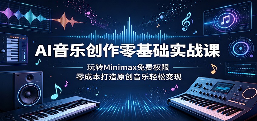 AI音乐创作零基础实战课:玩转Minimax免费权限,零成本打造原创音乐轻松变现-优优云创网