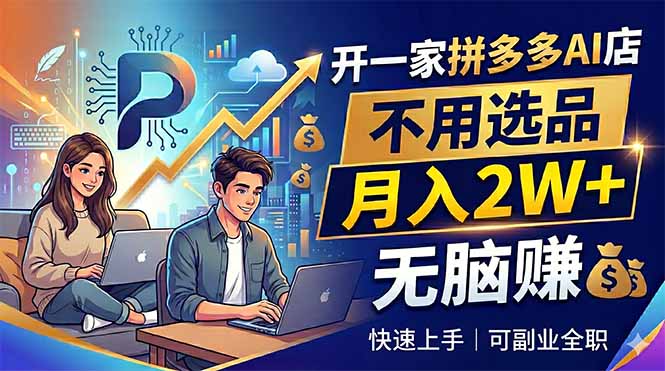 开一家拼多多AI店,不用选品,月入2W+,无脑赚,可副业全职-优优云创网