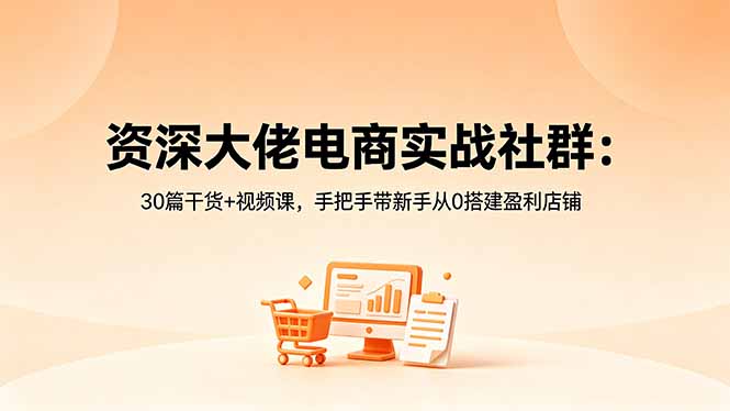 资深大佬电商实战社群：30篇干货+视频课，手把手带新手从0搭建盈利店铺-优优云创网