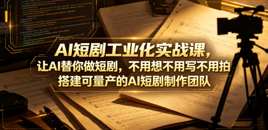 AI短剧工业化实战课,让AI替你做短剧,不用想不用写不用拍,搭建可量产的AI短剧制作团队-优优云创网
