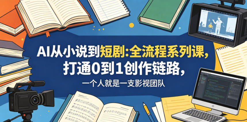 AI从小说到短剧全流程系列课，打通0到1创作链路，一个人就是一支影视团队-优优云创网