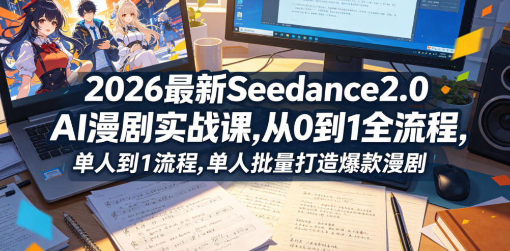 2026最新Seedance2.0 AI漫剧实战课,,从0到1全流程,单人批量打造爆款漫剧-优优云创网