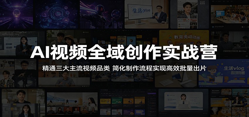 AI视频全域创作实战营：精通三大主流视频品类，简化制作流程实现高效批量出片-优优云创网