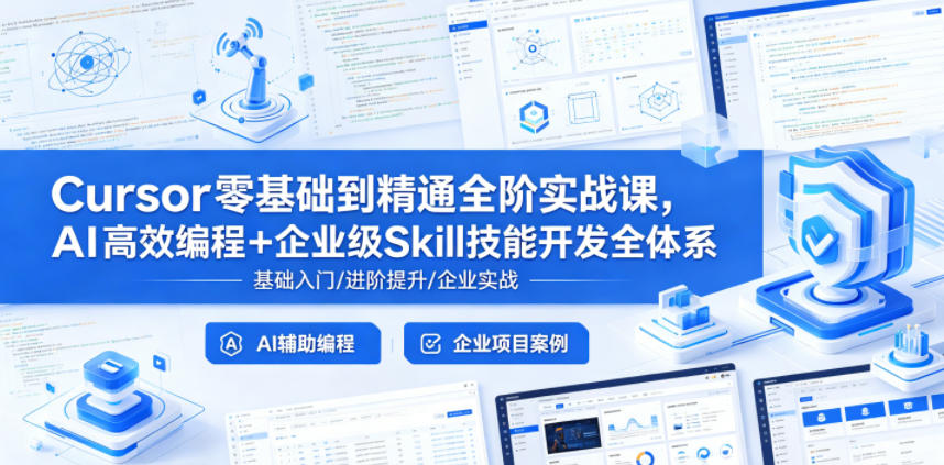 Cursor零基础到精通全阶实战课，AI高效编程+企业级Skill技能开发全体系-优优云创网