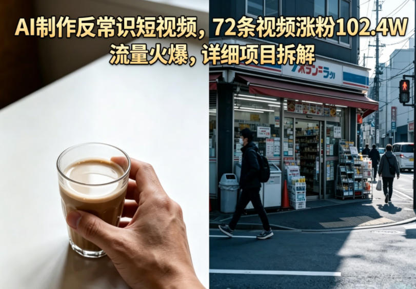 AI制作反常识短视频，72条视频涨粉102.4W，流量火爆，详细项目拆解-优优云创网