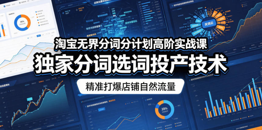 淘宝无界分词分计划高阶实战课，独家分词选词投产技术，精准打爆店铺自然流量-优优云创网