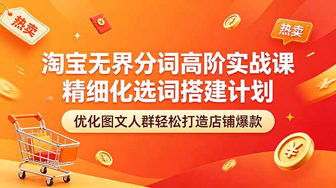 淘宝无界分词高阶实战课 精细化选词搭建计划 优化图文人群轻松打造店铺爆款-优优云创网