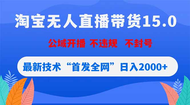 淘宝无人直播带货15.0，不封号，不违规，公域玩法，首发全网日入2000+-优优云创网