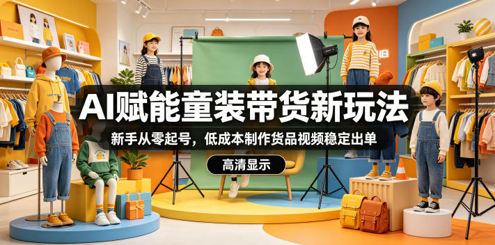 AI赋能童装带货新玩法，新手从零起号，低成本制作货品视频稳定出单-优优云创网