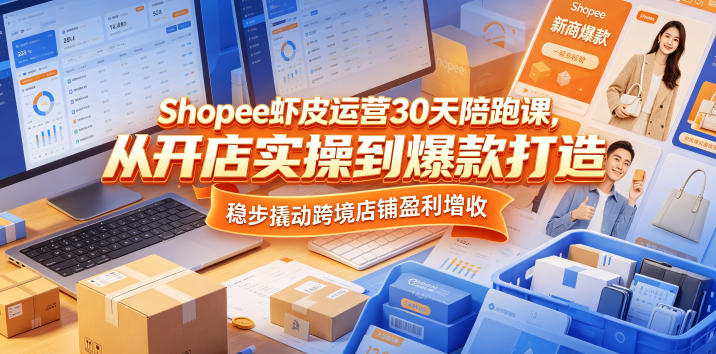 Shopee虾皮运营30天陪跑课，从开店实操到爆款打造，稳步撬动跨境店铺盈利增收-优优云创网
