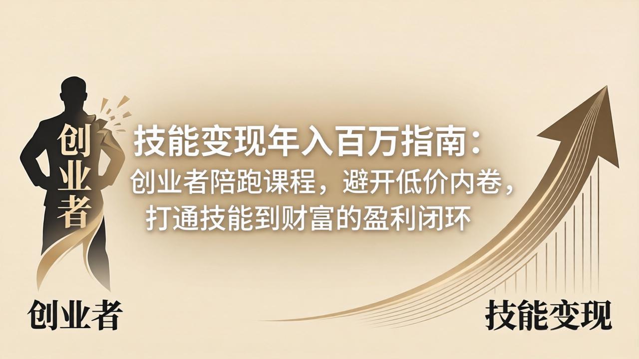 技能变现年入百万指南:创业者陪跑课程,避开低价内卷,打通技能到财富的盈利闭环-优优云创网