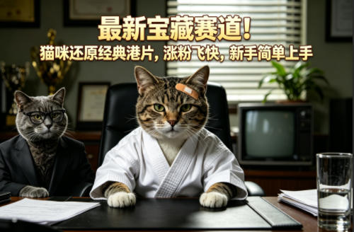 最新宝藏赛道!猫咪还原经典港片,涨粉飞快,新手简单上手-优优云创网