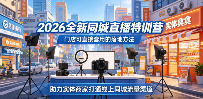 2026全新同城直播特训营，门店可直接套用的落地方法，助力实体商家打通线上同城流量渠道-优优云创网