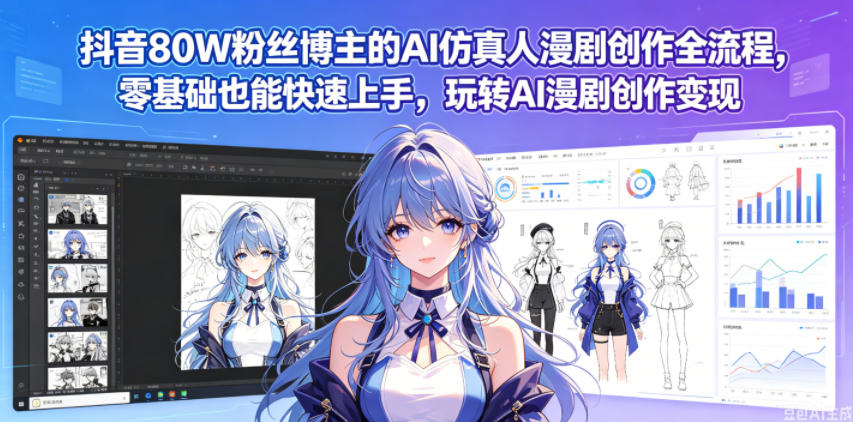 抖音80W粉丝博主的AI仿真人漫剧创作全流程,零基础也能快速上手,玩转AI漫剧创作变现-优优云创网