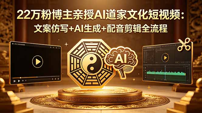 22万粉博主亲授AI道家文化短视频:文案仿写+AI生成+配音剪辑全流程-优优云创网